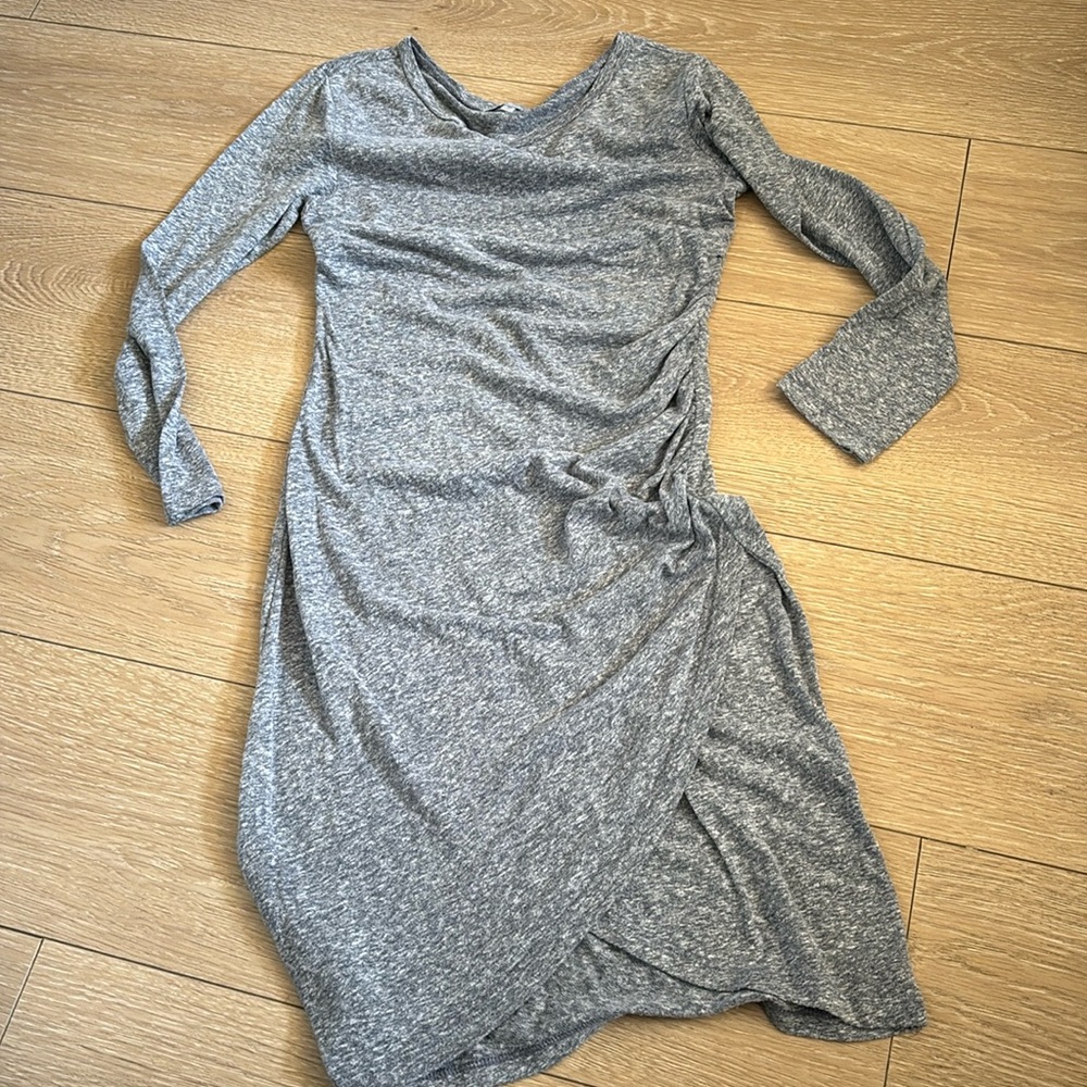 Z Supply Gray Ruched Wrap Midi Dress